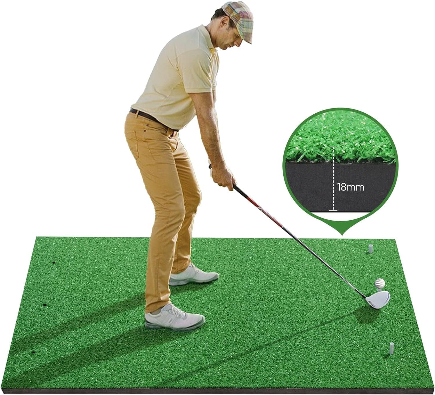 Golf Training Mat, 5x4ft Thickening Golf Hitting Mat, Home Golf Turf Practice Mats for Indoor  Outdoor, Golf Chipping Game Training Aids with Rubber Tees - Gifts for Men/Golf Lovers/Beginner Golf Training Mat, 5x4ft Thickening Golf Hitting Mat, Home Golf Turf Practice Mats for Indoor  Outdoor, Golf Chipping Game Training Aids with Rubber Tees - Gifts for Men/Golf Lovers/Beginner