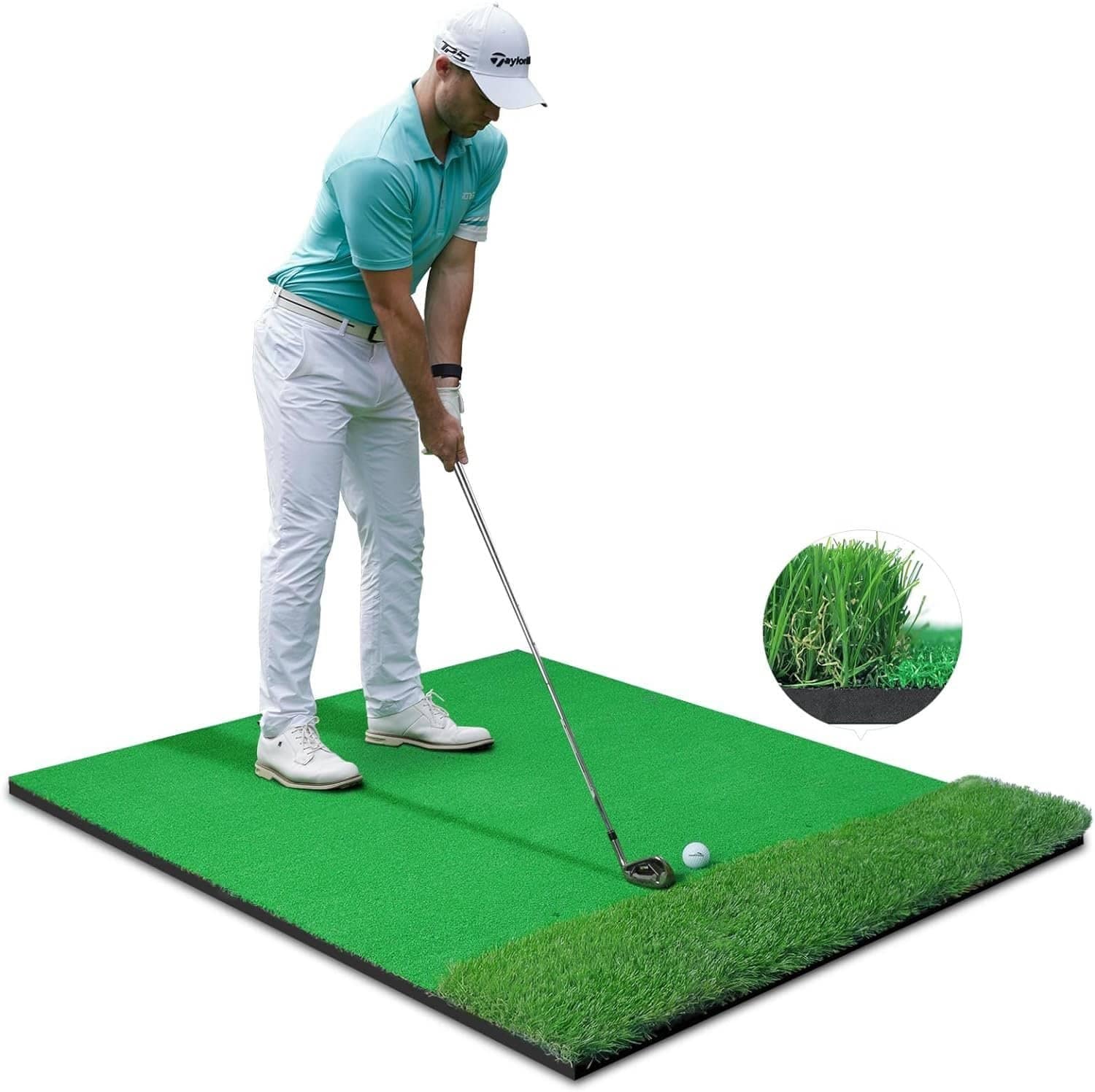 Ponsonbay Golf Mat, Thickening Golf Hitting Mat, Artificial Turf Practice Mat with Golf Tee for Outdoor  Indoor Training Swing  Chipping in Backyard, Garage, Basement, Range, Golf Simulator Ponsonbay Golf Mat, Thickening Golf Hitting Mat, Artificial Turf Practice Mat with Golf Tee for Outdoor  Indoor Training Swing  Chipping in Backyard, Garage, Basement, Range, Golf Simulator